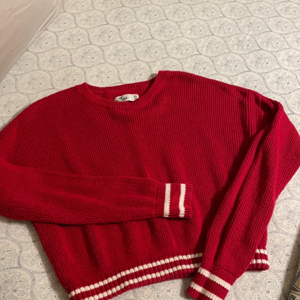 Hollister red cropped sweater